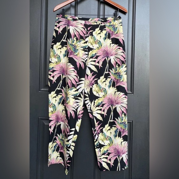 Tommy Bahama Hawaiian Coastal Gardens Beach, Stretch Silk Blend Crop Pants 14 - Picture 1 of 6